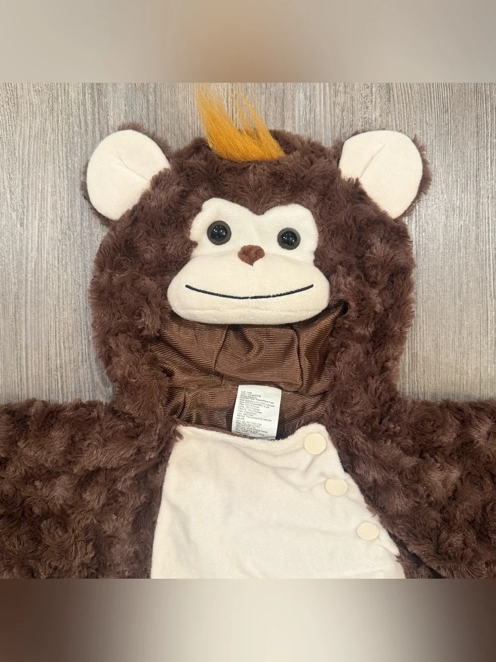 Target Infant Monkey Halloween Costume 0-6 Months Brown Fuzzy Hooded Outfit